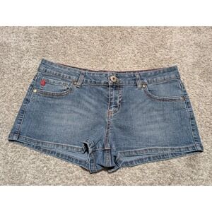 Bongo Denim Shorts Womens 13 Blue Medium Wash Low Rise Flap Pocket Y2K Retro